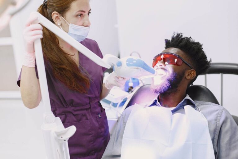 In-office professional teeth whitening treatment in Los Algodones, Mexico